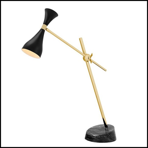 Lampe de bureau avec structure en laiton poli ou nickel et finitions Black 24-Oredo XL