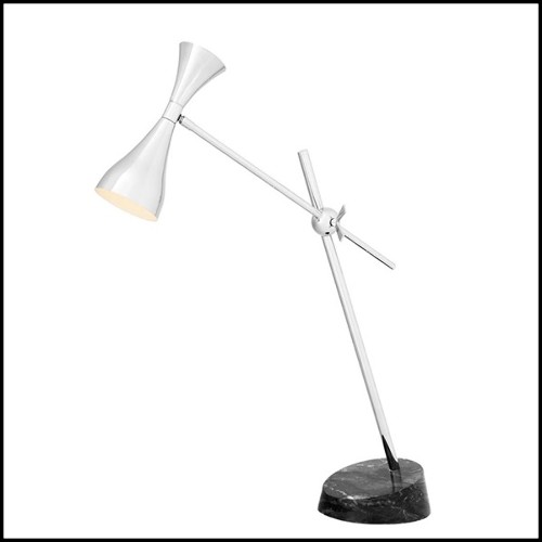Lampe de bureau avec structure en laiton poli ou nickel et finitions Black 24-Oredo XL