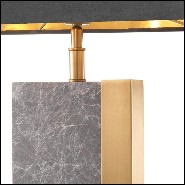 Table lamp with structure in antique brass finish and grey marble 24-Grey marble