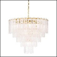 Chandelier with structure in gold finish and frosted glass 24-Area