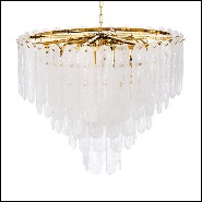 Chandelier with structure in gold finish and frosted glass 24-Area