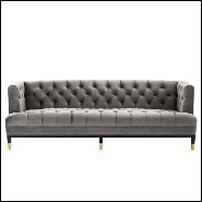 Sofa with structure in solid wood upholstered with Roche porpoise grey or Savona midnight blue velvet 24-Karen