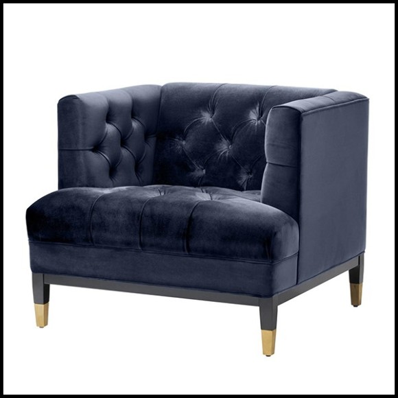 Chair with structure in solid wood upholstered with Roche porpoise grey or Savona midnight blue velvet 24-Karen