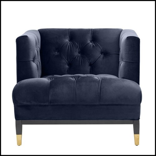 Chair with structure in solid wood upholstered with Roche porpoise grey or Savona midnight blue velvet 24-Karen