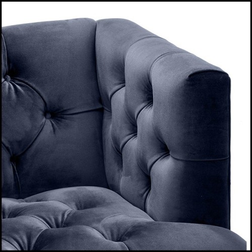 Fauteuil avec structure en bois massif recouvert de velours gris marsouin Roche ou bleu nuit Savona 24-Karen