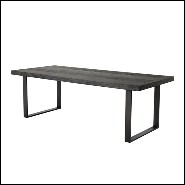 Dining table with structure in oak veneer in charcoal finish and base in stainless steel with bronze finish 24-Baltazar