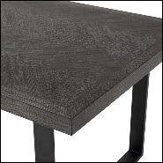 Table de repas avec structure en placage de chêne finition charbon et piétements en acier inoxydable finition bronze 24-Baltazar