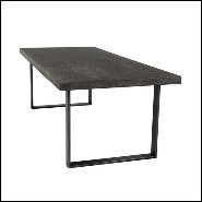 Table de repas avec structure en placage de chêne finition charbon et piétements en acier inoxydable finition bronze 24-Baltazar