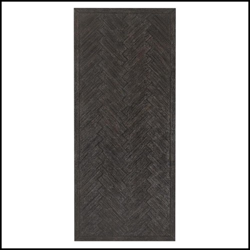 Table de repas avec structure en placage de chêne finition charbon et piétements en acier inoxydable finition bronze 24-Baltazar