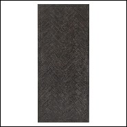 Table de repas avec structure en placage de chêne finition charbon et piétements en acier inoxydable finition bronze 24-Baltazar