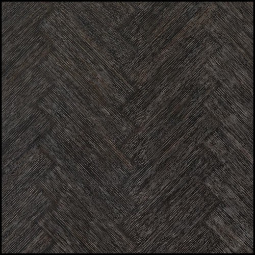 Table de repas avec structure en placage de chêne finition charbon et piétements en acier inoxydable finition bronze 24-Baltazar