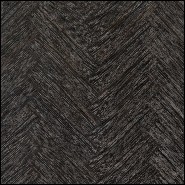 Table de repas avec structure en placage de chêne finition charbon et piétements en acier inoxydable finition bronze 24-Baltazar