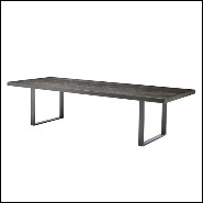 Table de repas avec structure en placage de chêne finition charbon et piétements en acier inoxydable finition bronze 24-Baltazar