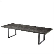 Table de repas avec structure en placage de chêne finition charbon et piétements en acier inoxydable finition bronze 24-Baltazar