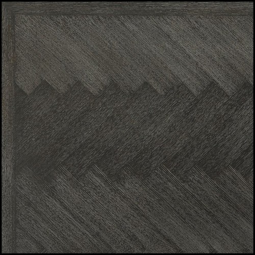 Table de repas avec structure en placage de chêne finition charbon et piétements en acier inoxydable finition bronze 24-Baltazar