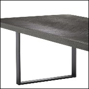 Dining table with structure in oak veneer in charcoal finish and base in stainless steel with bronze finish 24-Baltazar