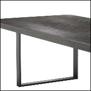 Table de repas avec structure en placage de chêne finition charbon et piétements en acier inoxydable finition bronze 24-Baltazar