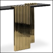 Console avec 3 pieds en laiton poli brillant finition Gold et dessus en marbre noir 164-Oldies