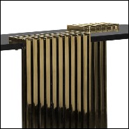 Console avec 3 pieds en laiton poli brillant finition Gold et dessus en marbre noir 164-Oldies