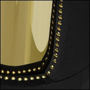 Stool with base in gold plated polished brass and seat upholstered with black cotton velvet 164-Oldies