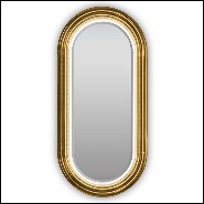 Wall mirror brass with polished brass tubular frame structure and Led light system 169-Brass Tubular