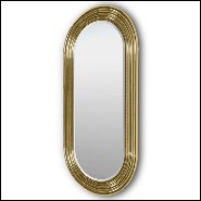 Wall mirror brass with polished brass tubular frame structure and Led light system 169-Brass Tubular