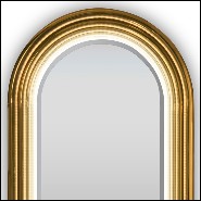 Wall mirror brass with polished brass tubular frame structure and Led light system 169-Brass Tubular