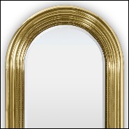 Wall mirror brass with polished brass tubular frame structure and Led light system 169-Brass Tubular