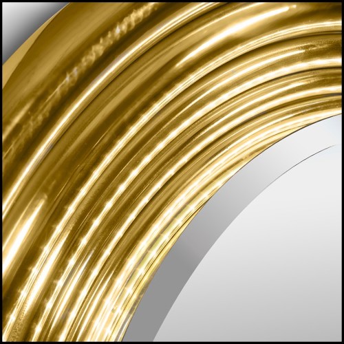 Wall mirror brass with polished brass tubular frame structure and Led light system 169-Brass Tubular