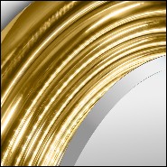 Wall mirror brass with polished brass tubular frame structure and Led light system 169-Brass Tubular