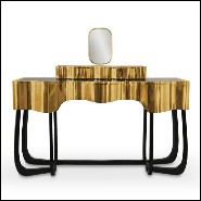 Console Table coated with solid polished brass and Mirror with Gold Plated Edge 169-Curvy Room