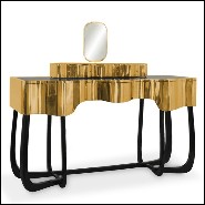 Console Table coated with solid polished brass and Mirror with Gold Plated Edge 169-Curvy Room