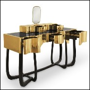 Console Table coated with solid polished brass and Mirror with Gold Plated Edge 169-Curvy Room