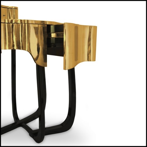 Console Table coated with solid polished brass and Mirror with Gold Plated Edge 169-Curvy Room