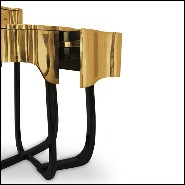 Console Table coated with solid polished brass and Mirror with Gold Plated Edge 169-Curvy Room