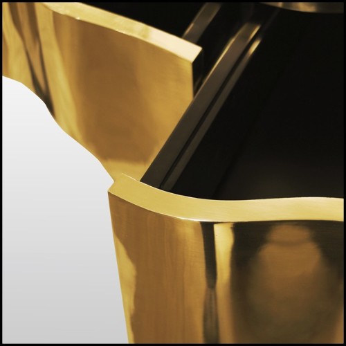 Console Table coated with solid polished brass and Mirror with Gold Plated Edge 169-Curvy Room
