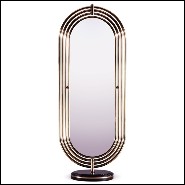 Miroir sur socle avec cadre tubulaire en laiton poli et système d'éclairage Led 169-Brass Tubular