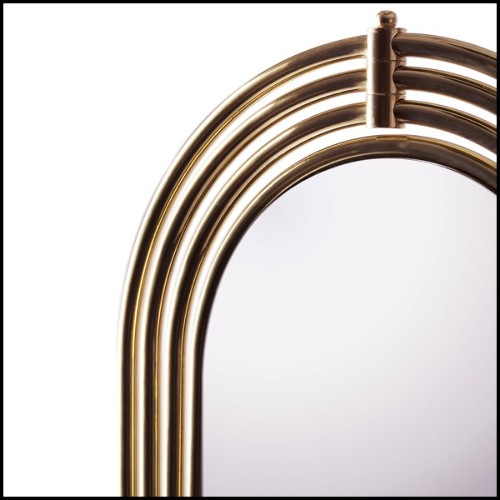 Miroir sur socle avec cadre tubulaire en laiton poli et système d'éclairage Led 169-Brass Tubular
