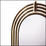Floor mirror with polished brass tubular frame structure and Led light system 169-Brass Tubular