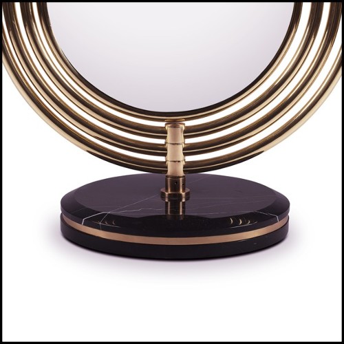 Floor mirror with polished brass tubular frame structure and Led light system 169-Brass Tubular