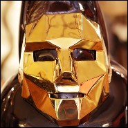 Vase en verre noir soufflé à la main et avec masque en bronze finition Gold 104-Venise Mask