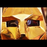 Vase en verre noir soufflé à la main et avec masque en bronze finition Gold 104-Venise Mask