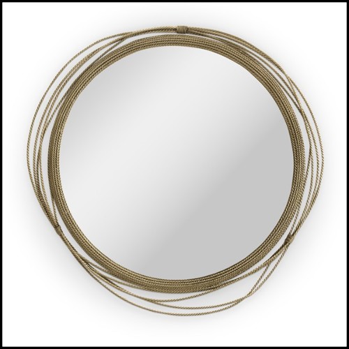 Mirror with vintage brass frame structure and mirror glass 155-Brass Knot