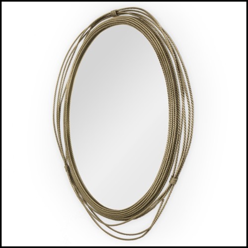 Miroir avec structure en laiton vintage et verre miroir 155-Brass Knot