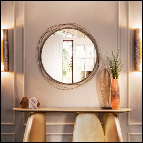 Miroir avec structure en laiton vintage et verre miroir 155-Brass Knot