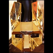 Vase en verre noir soufflé à la main avec masque en bronze finition Gold 104-Egyptian Cat