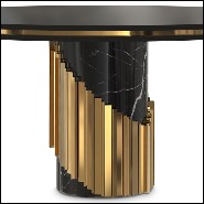 Table with black lacquered wood top and polished brass rods around a black marble base 164-Maxima Round