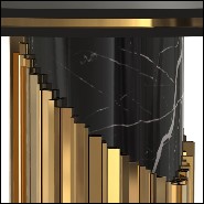 Table with black lacquered wood top and polished brass rods around a black marble base 164-Maxima Round