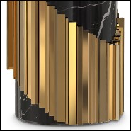 Table with black lacquered wood top and polished brass rods around a black marble base 164-Maxima Round