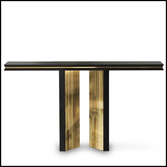 Console table with wooden black lacquered structure and with gold plated solid polished brass 164-Maxima